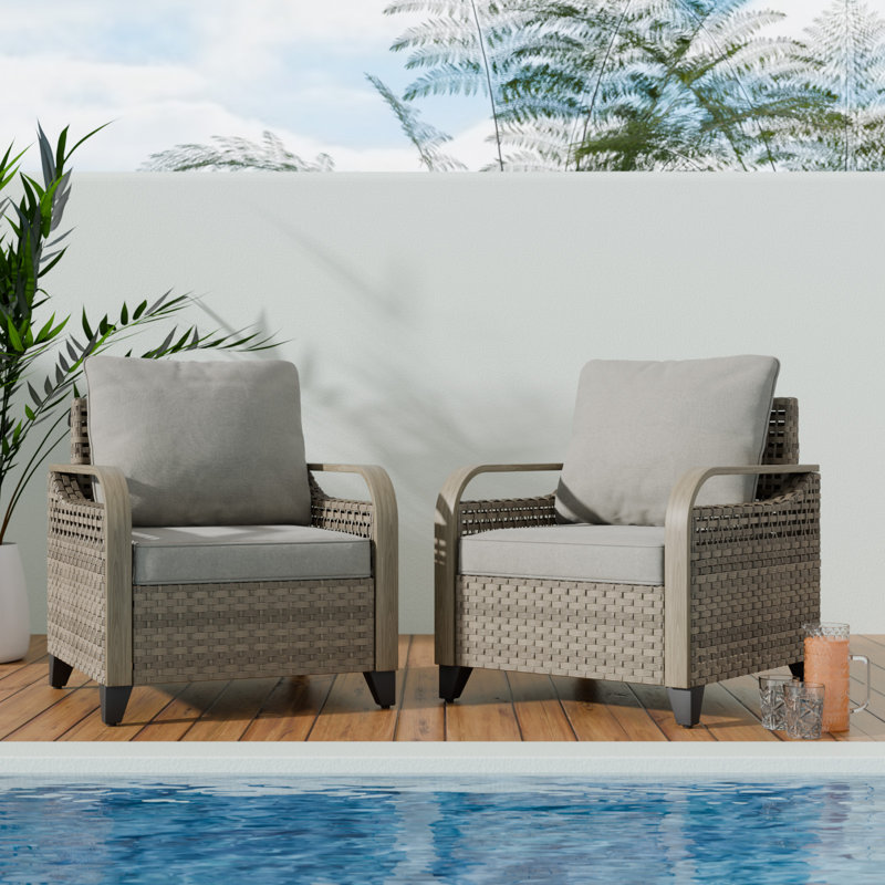 Chaise longue d'extérieur en osier Teralee, Gris