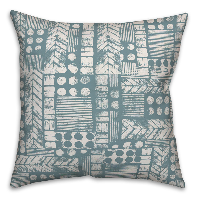Throw Pillow, 16" x 16", Blue/White Geometric 2