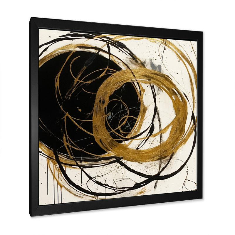 Noir et or «The Art Of Chaos I», reproduction d'art encadrée, Cadre photo noir, H 16 po x l 16 po x P 1 po