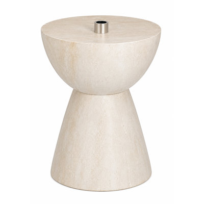 Travertine Hourglass Umbrella Base Side Table