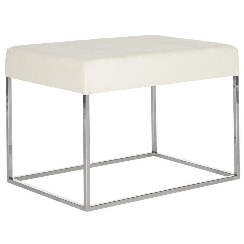 Halewood Faux Leather Ottoman, Creme Faux Leather