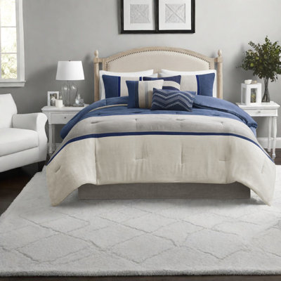 Spacious Comforter Bedding Sets, Faux Suede Polyester Blue Style