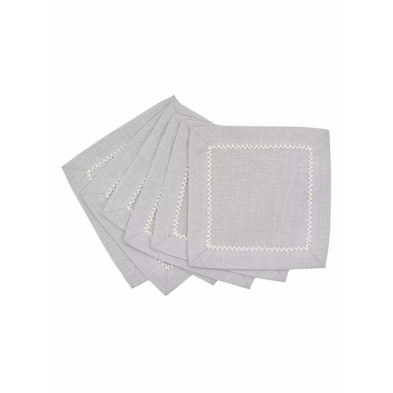 Inverted Picot Edge Cocktail Napkin, Quartz