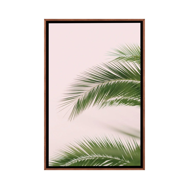 Pink And Green Palm Tree by Svetlana Balta - Painting on Canvas, Brown Framed, 66.04 cm H x 45.72 cm W