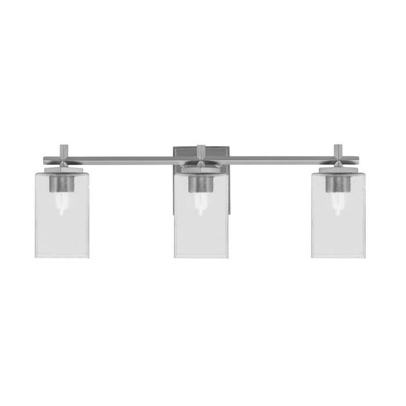 Barre d'éclairage de salle de bain 3 lumières Mariko avec verre carré transparent de 4 po, 3 lumières, Graphite