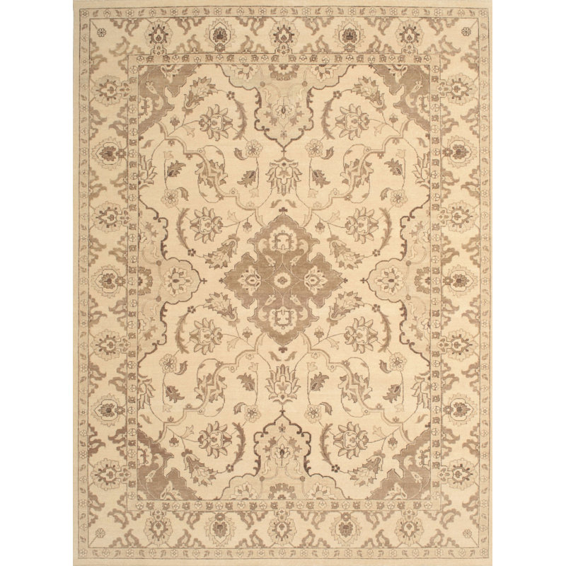 Tapis contemporain beige / olive clair, Rectangle 5 pi x 7 pi
