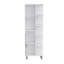 Armoire de salle de bain H 63 po en lin avec sept tablettes ouvertes, un tiroir et quatre pieds, blanc