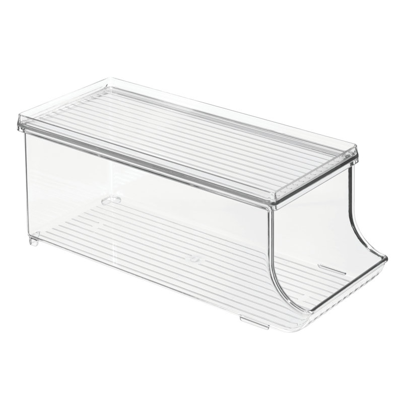 Clear Plastic Stackable Beverage Can Organizer with Removable Lid