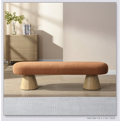 Banc de salle à manger rembourré polyvalent avec pieds en bois robustes, orange 64 L, capacité de 300 LBS pour des utilisations multiples
