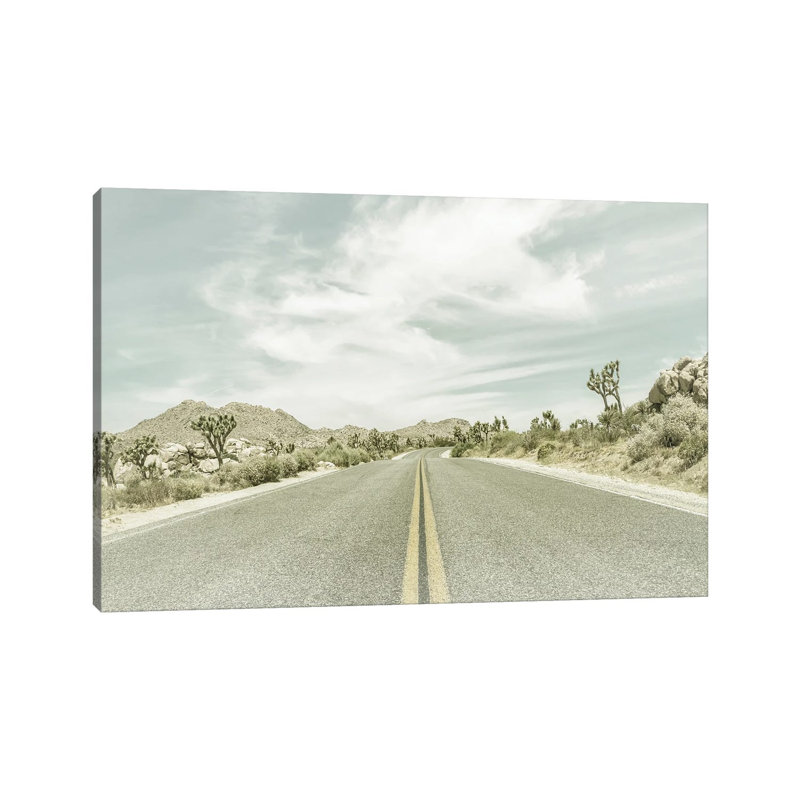 Vintage Joshua Trees and Country Road 1 Piece Wrapped Canvas Wall Art, 20.32 cm H x 30.48 cm W