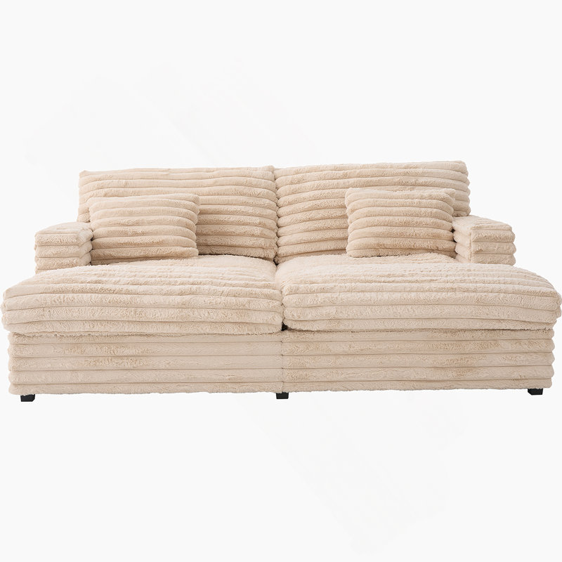 Très grand canapé-lit double avec coussins de soutien, ports USB et porte-gobelets, idéal pour se détendre dans les espaces de vie modernes