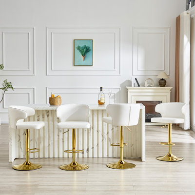 Ensemble de 4 chaises de bar modernes rotatives et réglables, dossier pivotant, convenant au comptoir de la cuisine et à la salle à manger