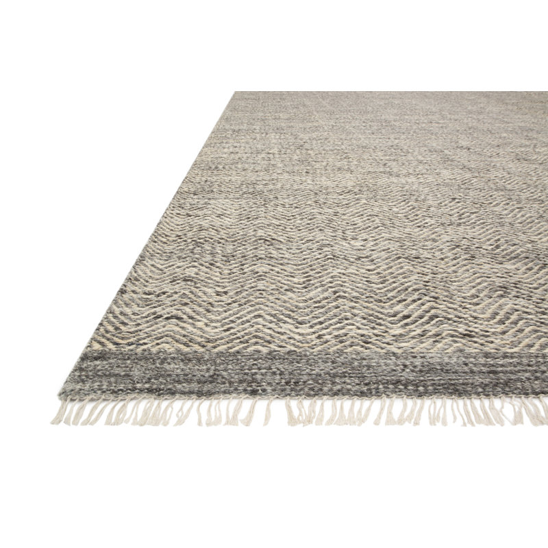 Tapis gris tissé à la main Nikki, Rectangle 5 pi x 7 pi 6 po