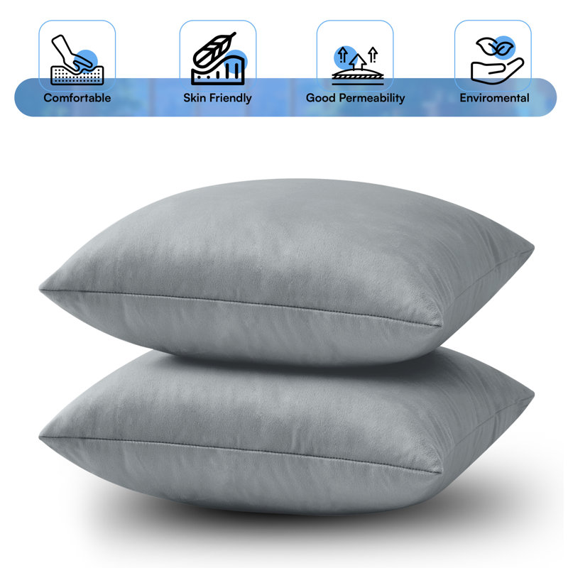 Plain Velvet Cushion Cover-(Pack of 4), Grey