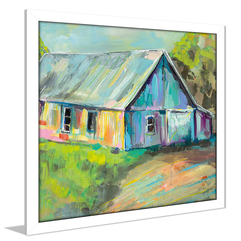 Going to the Country I - Peinture, Cadre blanc, H 37,5 po x l 37,5 po x P 1 po