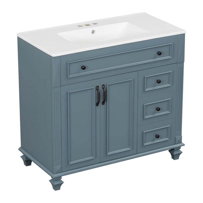Meuble-lavabo de salle de bain avec rangement spacieux et fabrication durable pour des salles de bain élégantes, Bleu gris