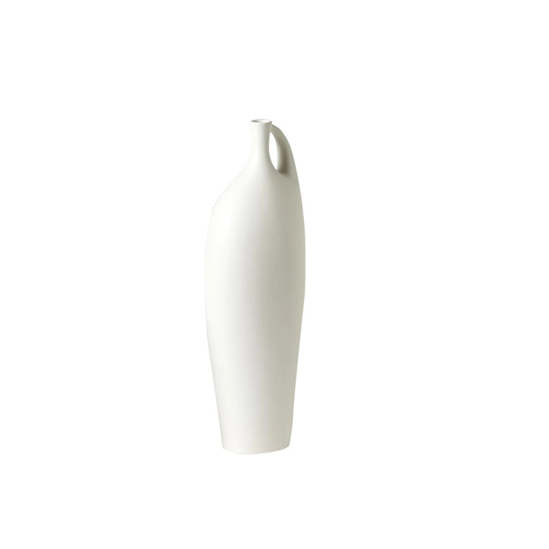 Indentation Vase-Matte White, 21" H x 4" W x 7" D