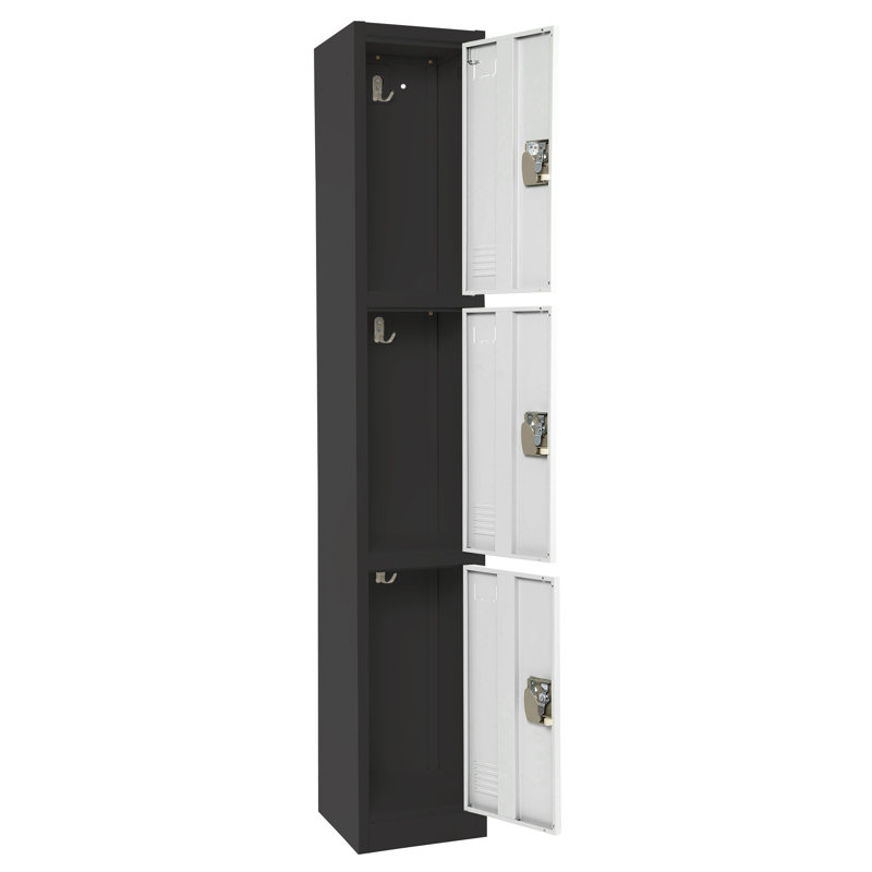 Casier 3 portes 72 po x 12 po x 12 po en acier à 3 portes avec serrure à clé - Rangement pour employés, étudiants, salle de sport, lieu de travail - Comprend des crochets, une ventilation et un porte-carte - Assemblage facile