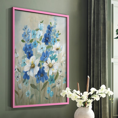 «Blue Garden II», reproduction encadrée - bois massif