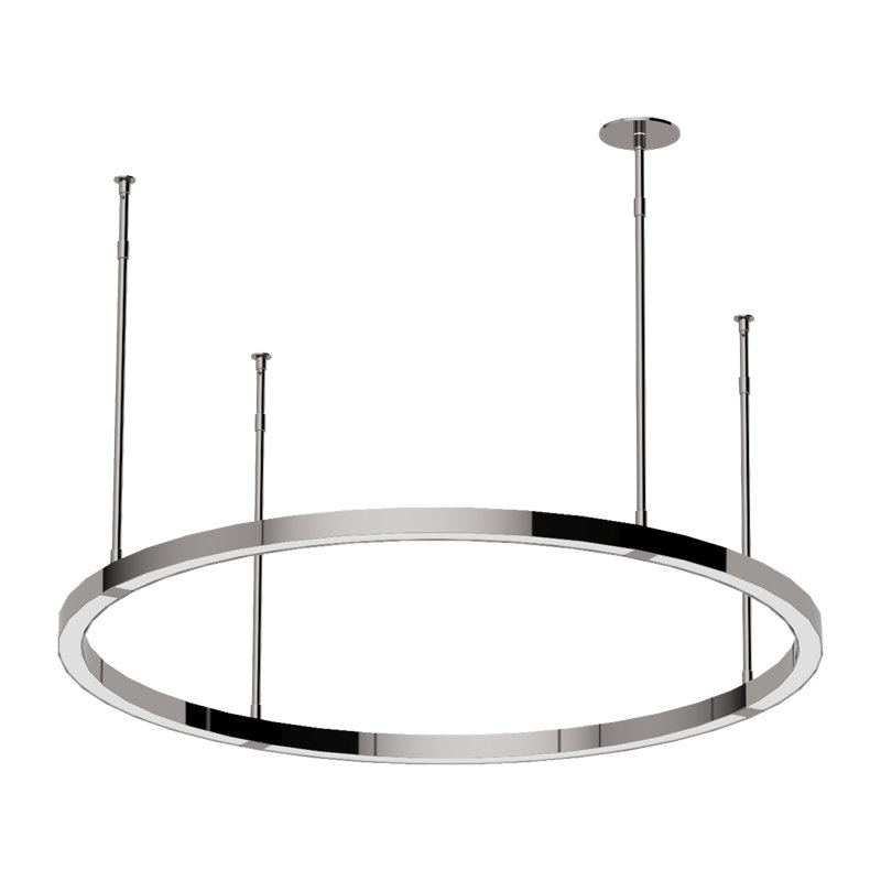 Mick De Giulio Stagger X-Large Ring Chandelier in Nightshade Black with Acrylic shade, Polished Stainless Steel