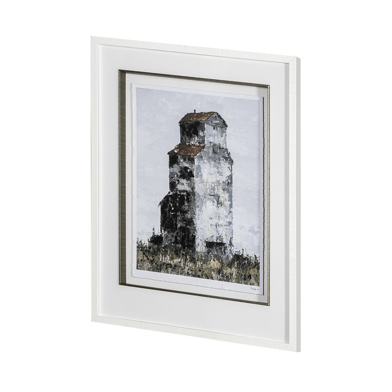 Abandonné Grain Elevator, reproduction d'art encadrée à la main avec passe-partout, Élévateur à grain abandonné I