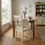 Ensemble de salle à manger rectangulaire 3 pièces en bois d'hévéa blanc lin avec table à abattants et chaises à double dossier en X