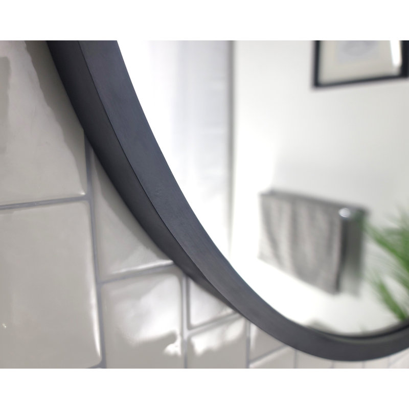 Miroir mural encadré, Noir, 23,6 po x 23,6 po
