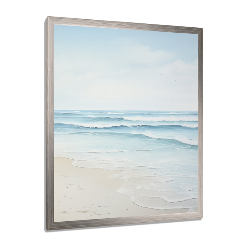 «Beach Photo Tranquil Waters I - Coastal Beach», art sur toile, H 20 po x l 12 po x P 1 po, Cadre simple argenté