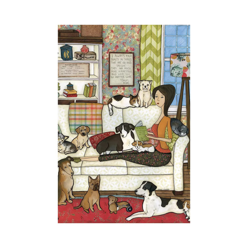 «Mutt Mom» par Jamie Morath - peinture sur toile tendue, H 18 po x l 12 po x 1,5 po