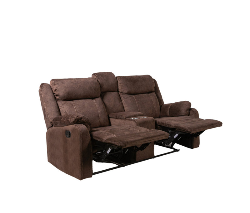 Causeuse inclinable manuelle de 70 po avec rangement brun foncé