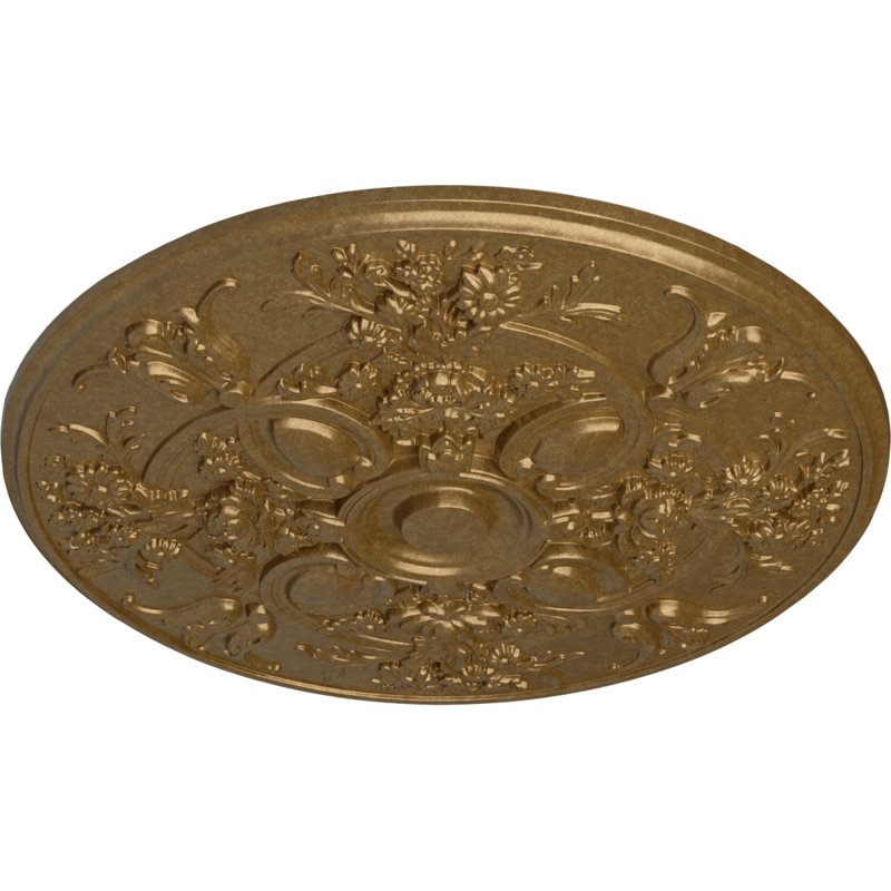 Médaillon de plafond Endurathane Baile, diamètre extérieur 31 1/4 po x P 2 1/4 po (pour auvents jusqu'à 6 po), finition or pâle peinte à la main