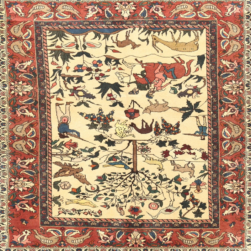 Tapis oriental beige, Carré 6 pi