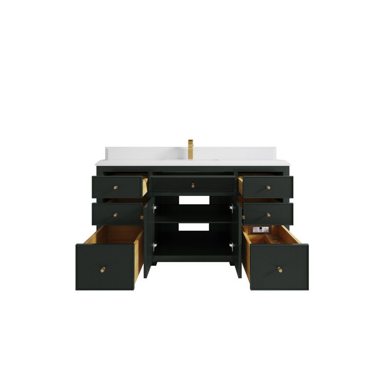 Ensemble de meuble-lavabo simple 36 po, Empira 1, Vert forêt foncé, 60"