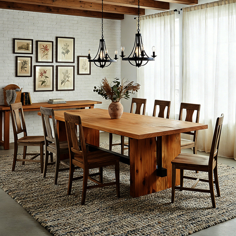 Grande table de salle à manger rectangulaire en bois massif pour 8 personnes, H 29,53 po x L 70,87 po x l 31,5 po