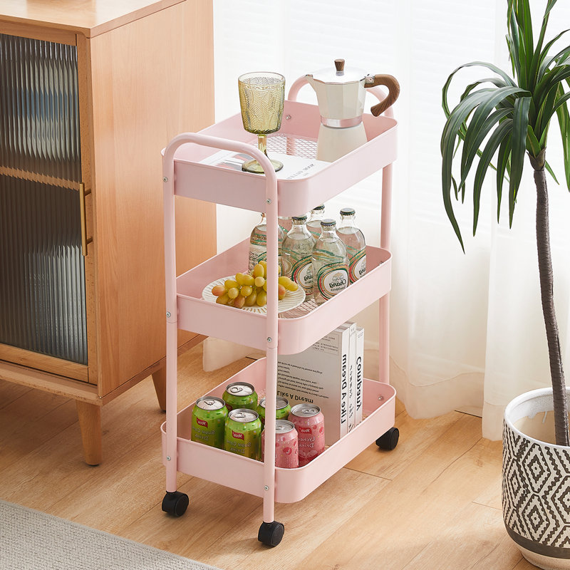 Kysa Metal Kitchen Cart, Pink