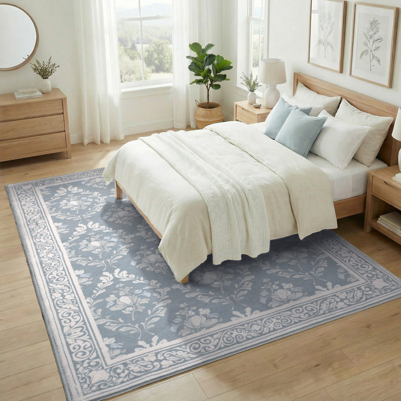 8' X 10' Non-Slip Indoor Area Rug with Floral Pattern Machine Washable,Greige, Rectangle 8' x 10', Greige