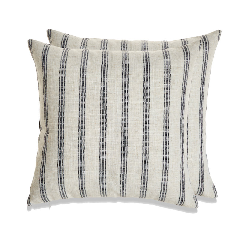 Coussin décoratif réversible French Stripe, Bleu marine