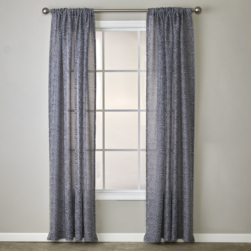 Semi Sheer Single Panel, Charcoal, 56" W x 63" L