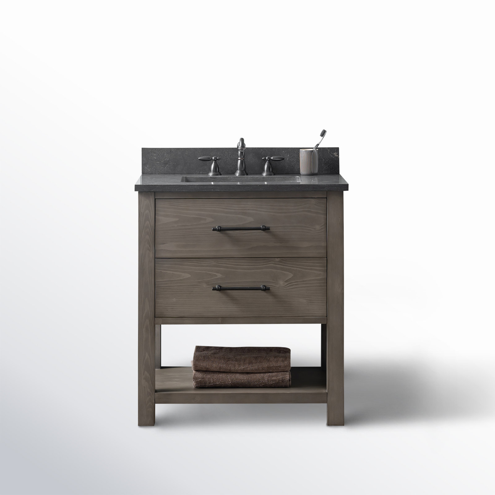 Keri 30" Single Bathroom Vanity Set, Smoke Gray/Matte Black