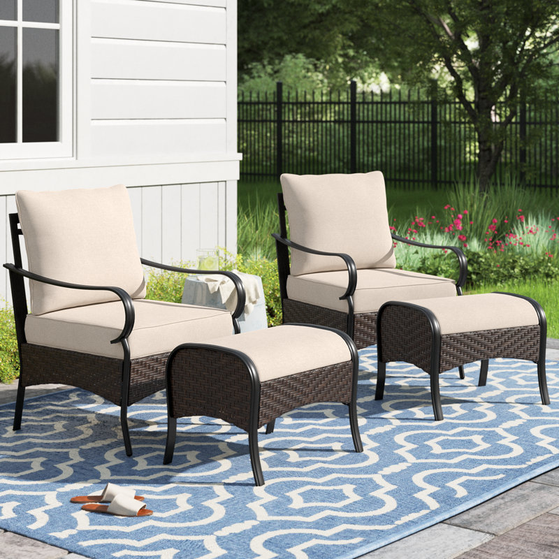 Argyri Patio Chair with Cushions and Ottoman
