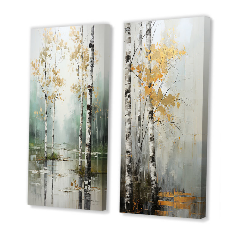 «Birch Woods Ethereal Elegance», 2 pièces, Toile tendue, H 40 po x l 40 po