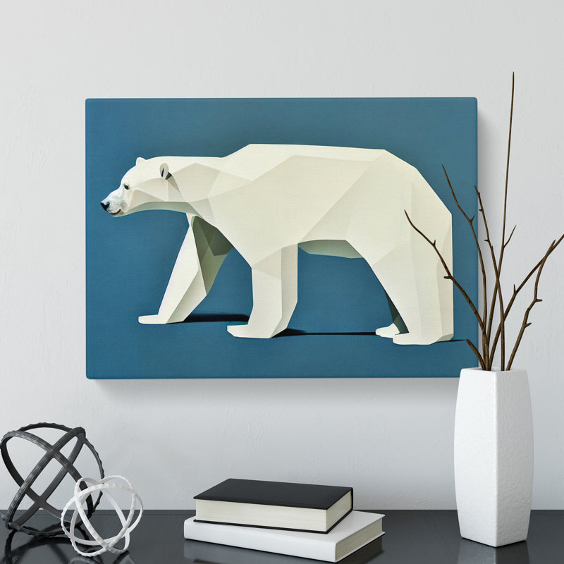 Super Abstract Polar Bear - Wrapped Canvas, 35cm H x 50cm W x 3cm D