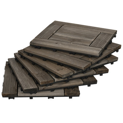 27 tuiles de terrasse emboîtables en bois 12 "x 12" pour balcon de patio 27 pièces