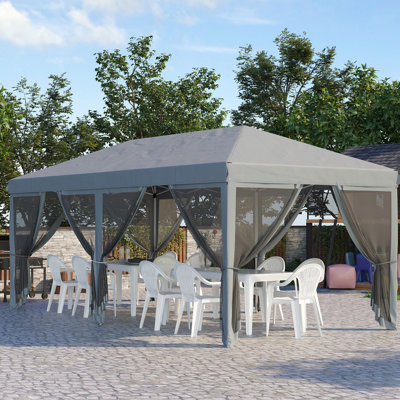 Auvent escamotable 10 pi x 20 pi, tente d'extérieur robuste. Gris. Grand espace pour les activités, bloquant, filet portatif avec tente de transport, activités de protection solaire dans le jardin, patio, aménagement spacieux,
