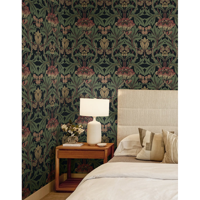 Papier peint préimprimé Winston Porter Designs, Rouge