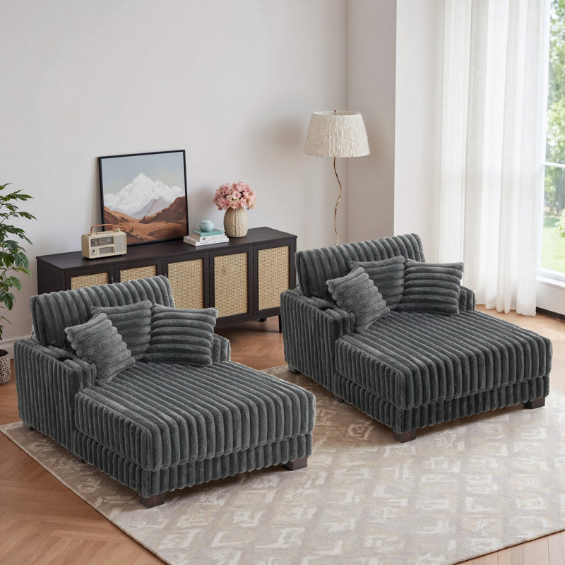 Upholstered Chaise Lounge, Dark Grey
