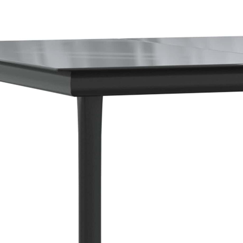 Patio Dining Set With Cushions Poly Rattan Glass, 29.1" H x 31.5" W x 63" L, 4, Black/Black