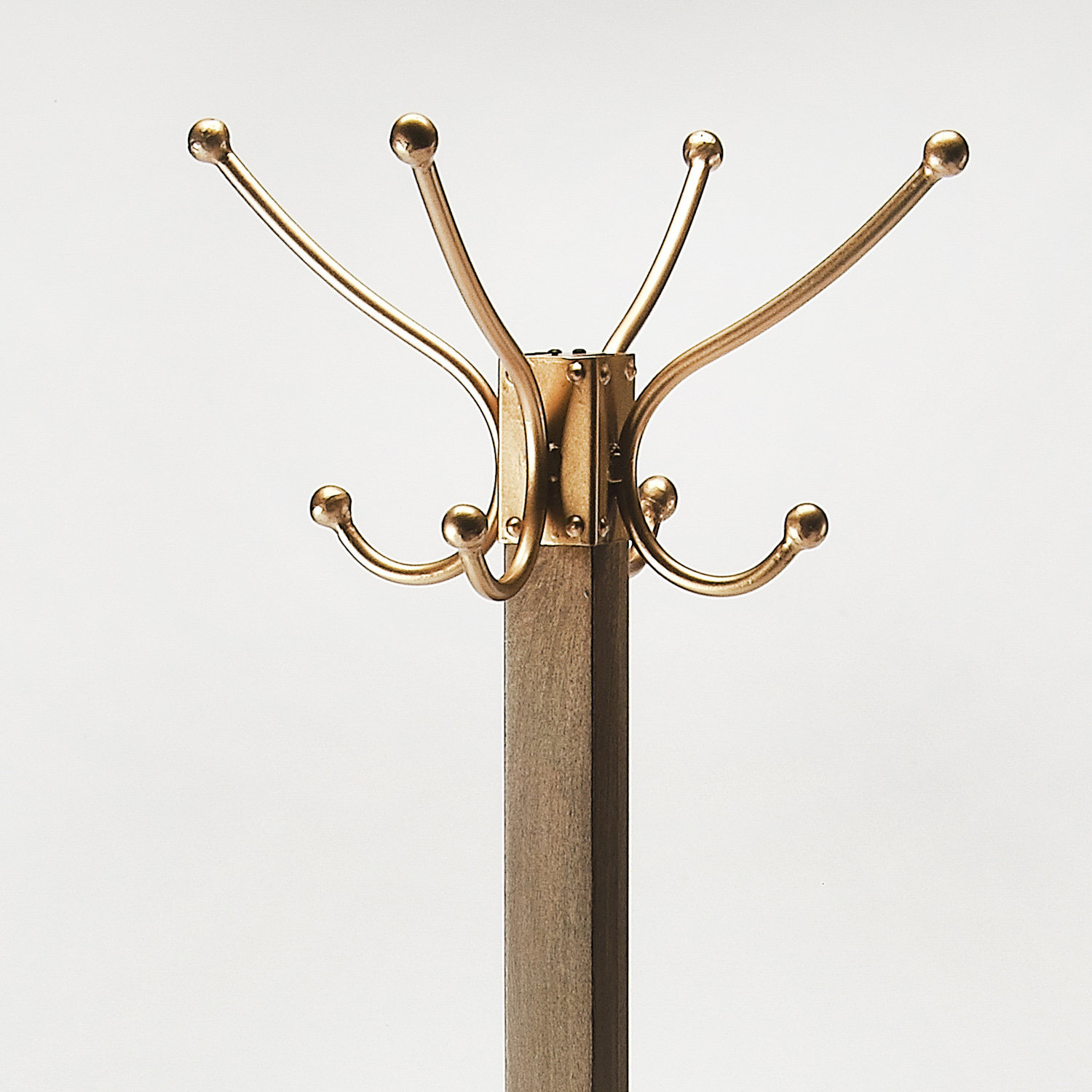 Donan 8-Hook Freestanding Coat Rack, Antique Gold/Medium Brown