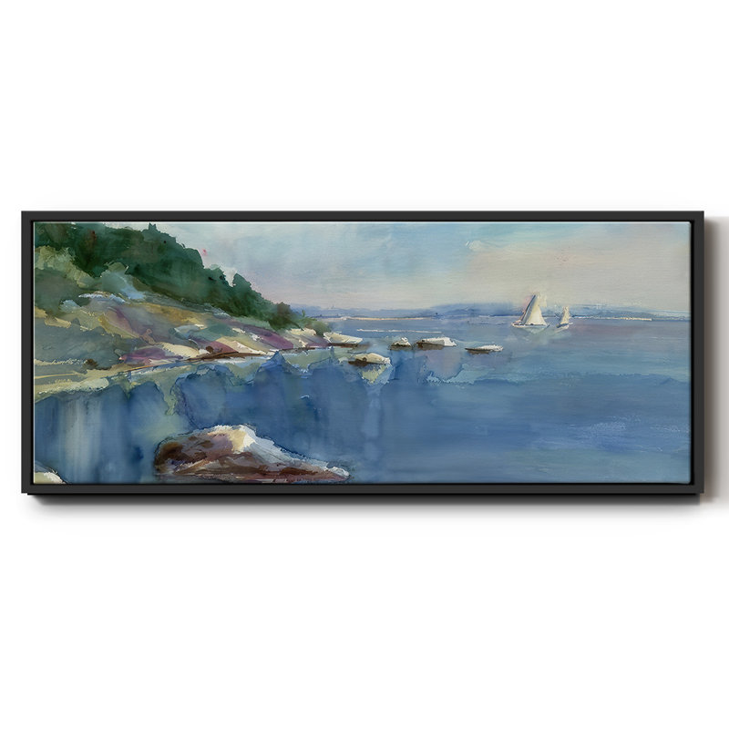 Sailing Bay- Framed Canvas, 12" H x 30" W
