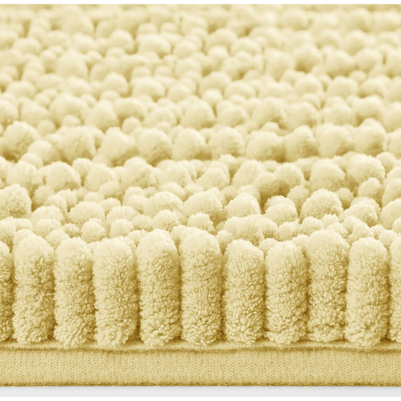Ensemble de 2 tapis de salle de bain moelleux moelleux moelleux en chenille, Jaune